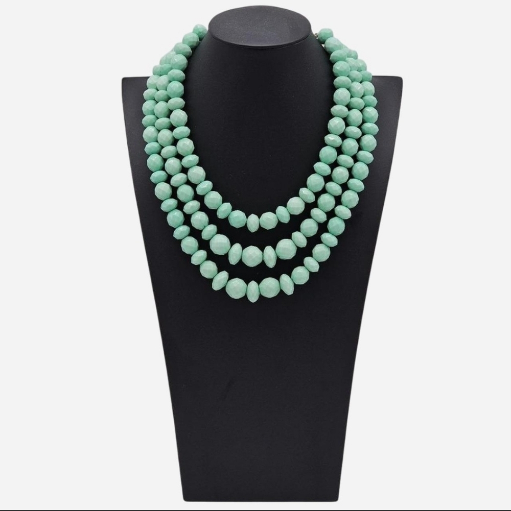 SUGARFIX Triple Stranded‎ Acrylic Faceted  Beaded Necklace